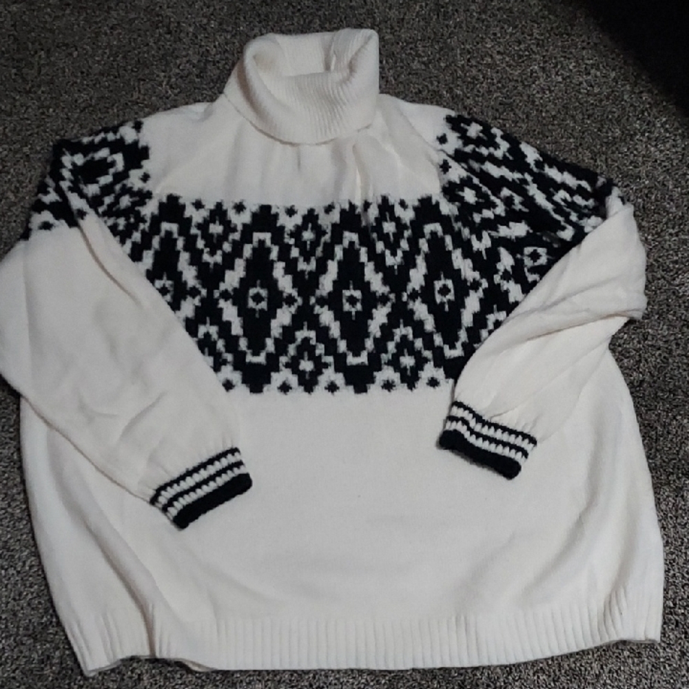 Maurices Black and White Plus Size Turtleneck Sweater